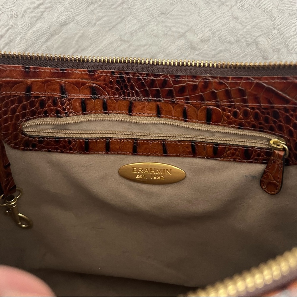Brahmin Brown Croc Embossed Medium Shoulder Bag One Size - Picture 8 of 15